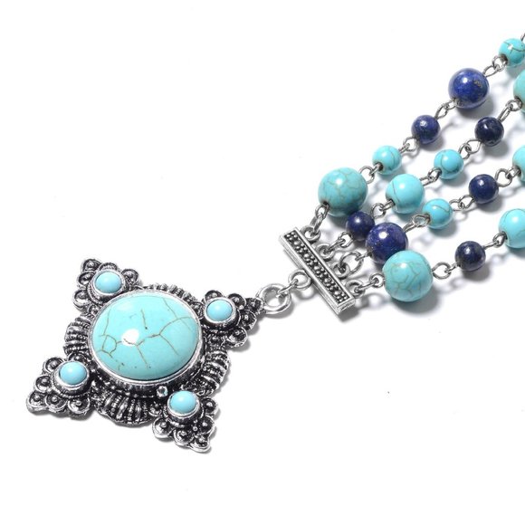 Blue Howlite and Lapis Lazuli Necklace 18-20 Inch - Picture 2 of 4